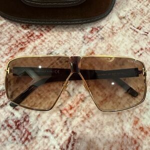 Tom Ford Reno Sunglasses with Gold Frame and Brown Lenses